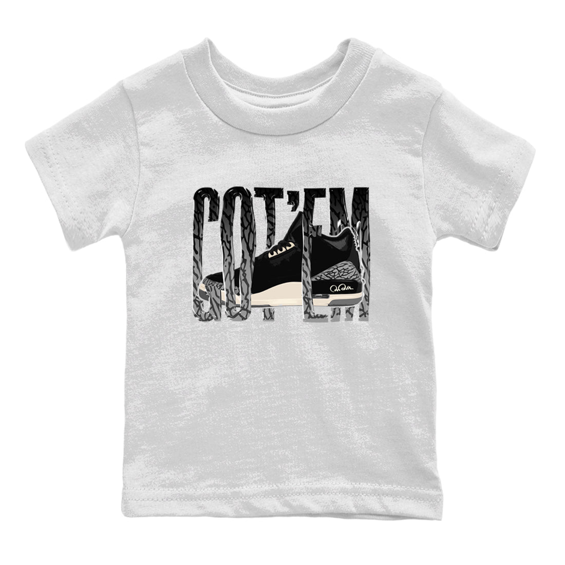 Air Jordan 3 Off Noir shirt to match jordans Wiggling Gotem sneaker tees AJ3 Off Noir SNRT Sneaker Release Tees Baby Toddler White 2 T-Shirt