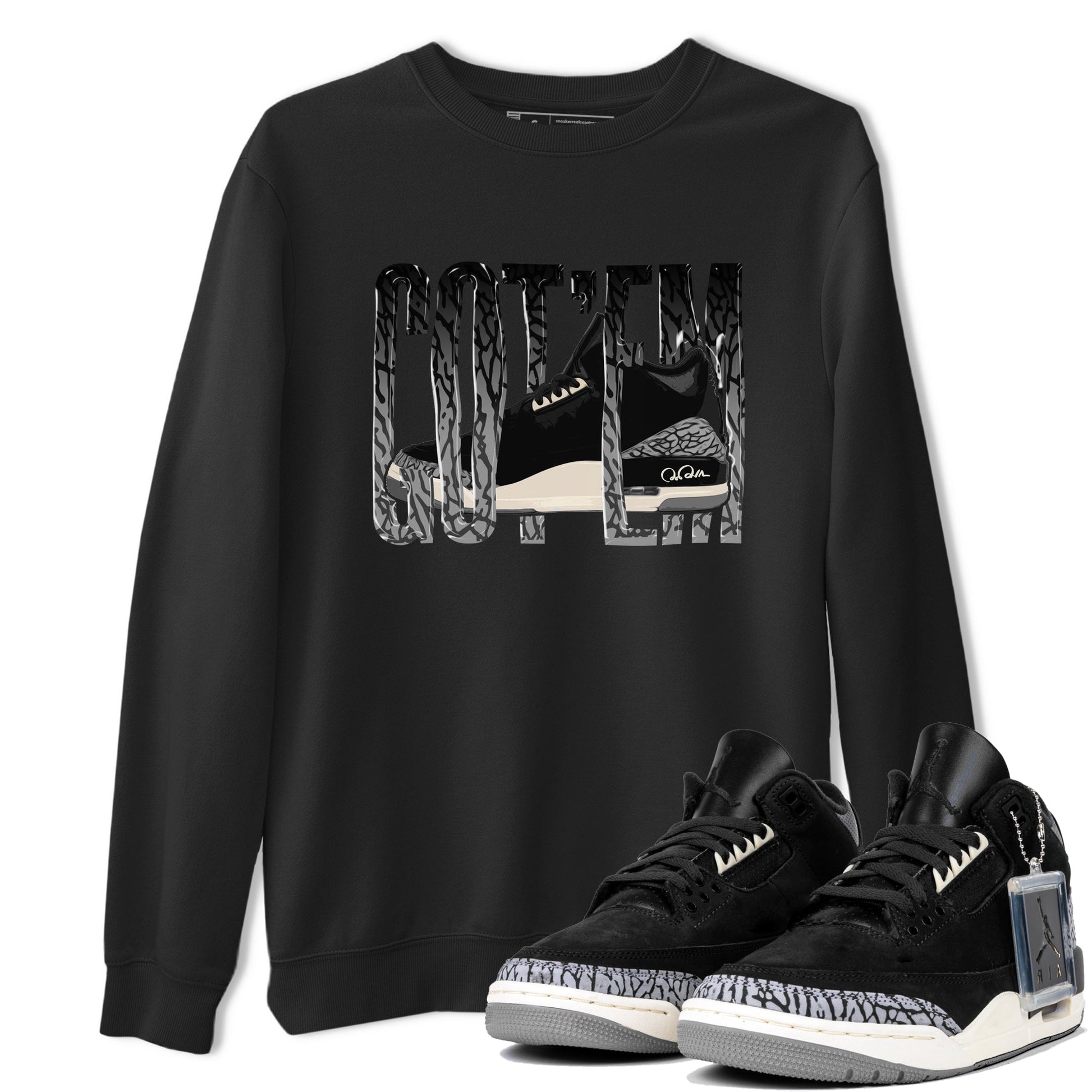 Air Jordan 3 Off Noir shirt to match jordans Wiggling Gotem sneaker tees AJ3 Off Noir SNRT Sneaker Release Tees Unisex Black 1 T-Shirt