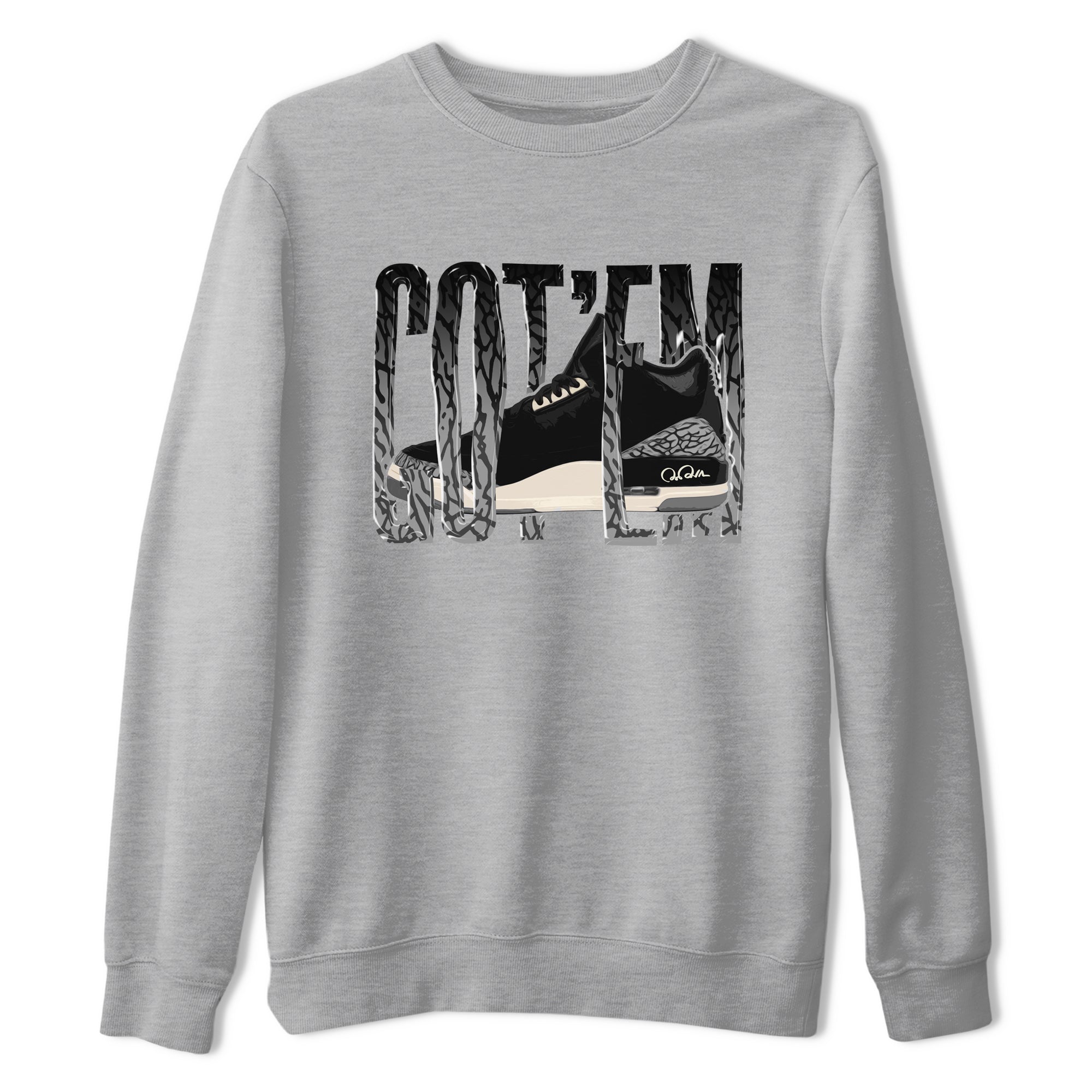 Air Jordan 3 Off Noir shirt to match jordans Wiggling Gotem sneaker tees AJ3 Off Noir SNRT Sneaker Release Tees Unisex Heather Grey 2 T-Shirt