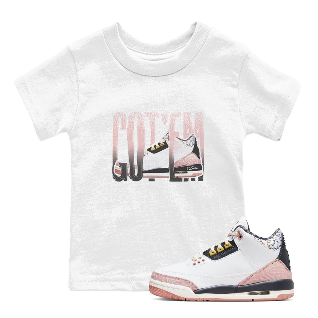 Air Jordan 3 GS Vintage Floral shirt to match jordans Wiggling Gotem sneaker tees Air Jordan 3 Vintage Floral SNRT sneaker release tees baby toddler White 1 cotton Shirt