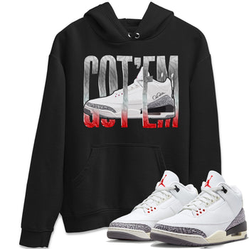 Air Jordan 3 White Cement Sneaker Match Tees Wiggling Gotem Sneaker Tees AJ3 White Cement Sneaker Release Tees Unisex Shirts Black 1