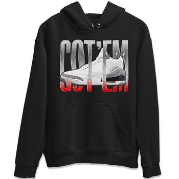 Air Jordan 3 White Cement Sneaker Match Tees Wiggling Gotem Sneaker Tees AJ3 White Cement Sneaker Release Tees Unisex Shirts Black 2