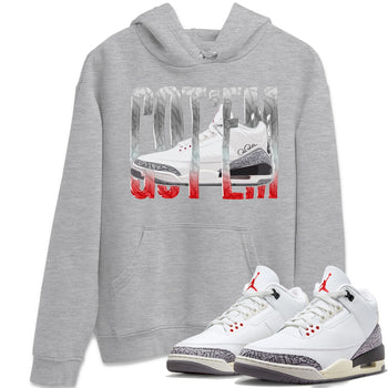 Air Jordan 3 White Cement Sneaker Match Tees Wiggling Gotem Sneaker Tees AJ3 White Cement Sneaker Release Tees Unisex Shirts Heather Grey 1