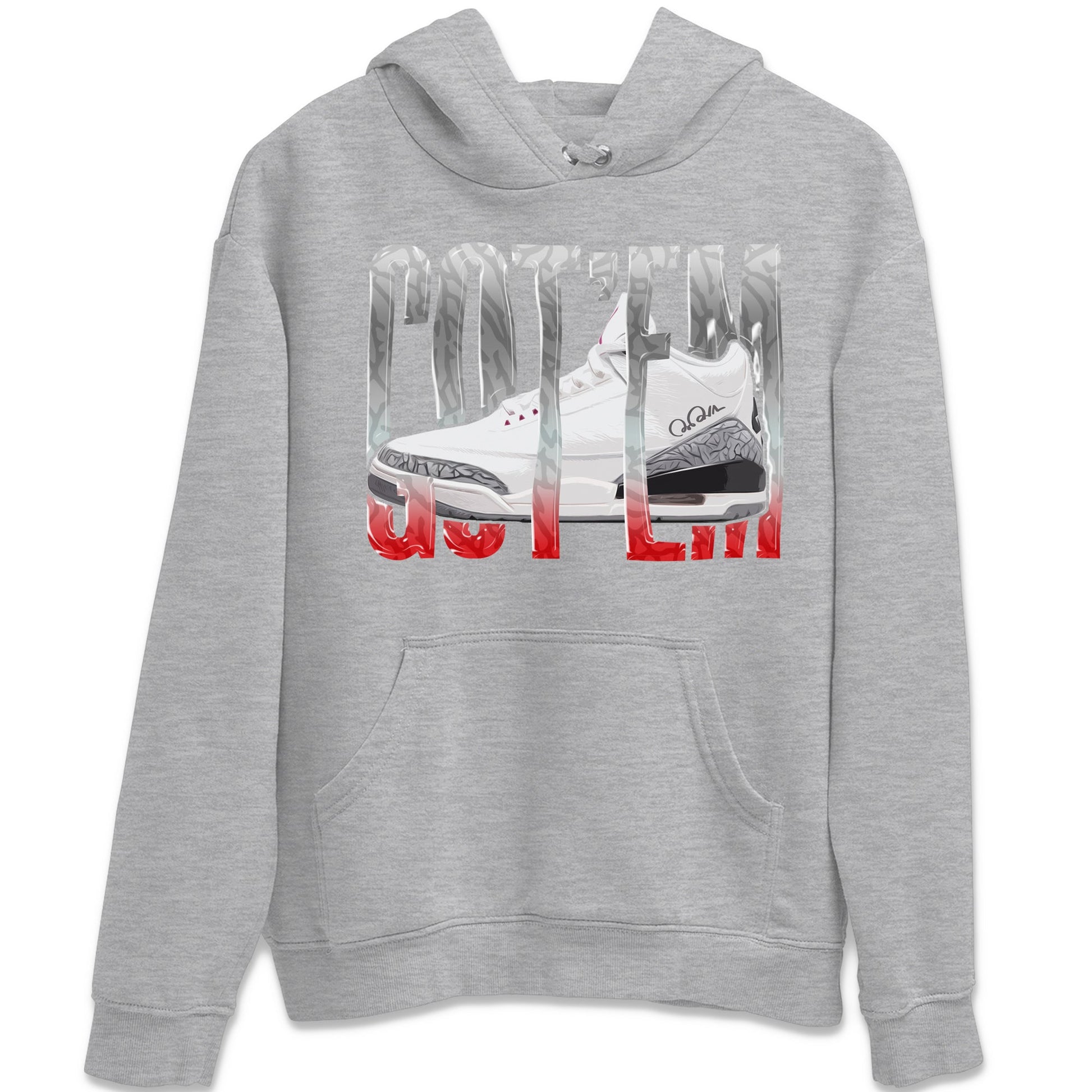 Air Jordan 3 White Cement Sneaker Match Tees Wiggling Gotem Sneaker Tees AJ3 White Cement Sneaker Release Tees Unisex Shirts Heather Grey 2