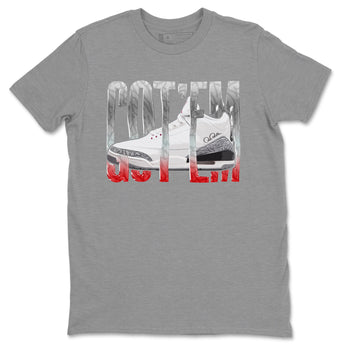 Air Jordan 3 White Cement Sneaker Match Tees Wiggling Gotem Sneaker Tees AJ3 White Cement Sneaker Release Tees Unisex Shirts Heather Grey 2