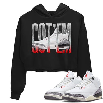 Air Jordan 3 White Cement Sneaker Match Tees Wiggling Gotem Sneaker Tees AJ3 White Cement Sneaker Release Tees Women's Shirts Black 1
