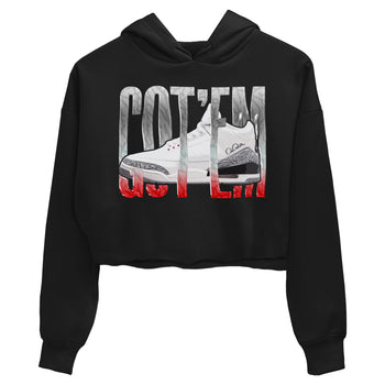 Air Jordan 3 White Cement Sneaker Match Tees Wiggling Gotem Sneaker Tees AJ3 White Cement Sneaker Release Tees Women's Shirts Black 2