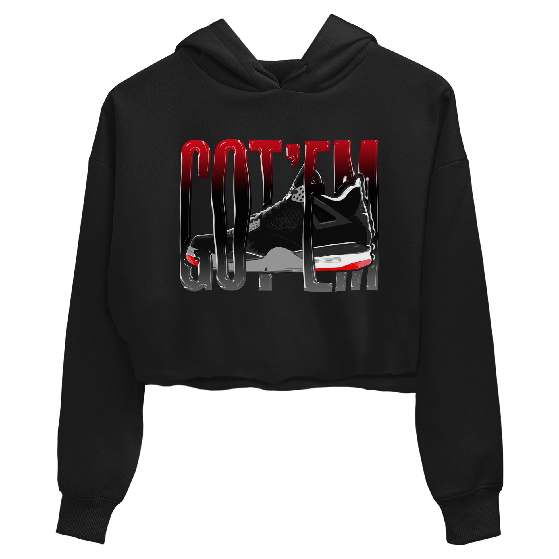 4s Bred Reimagined shirt to match jordans Wiggling Gotem sneaker tees Air Jordan 4 Bred Reimagined SNRT Sneaker Release Tees Black 2 Crop T-Shirt