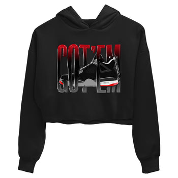 4s Bred Reimagined shirt to match jordans Wiggling Gotem sneaker tees Air Jordan 4 Bred Reimagined SNRT Sneaker Release Tees Black 2 Crop T-Shirt