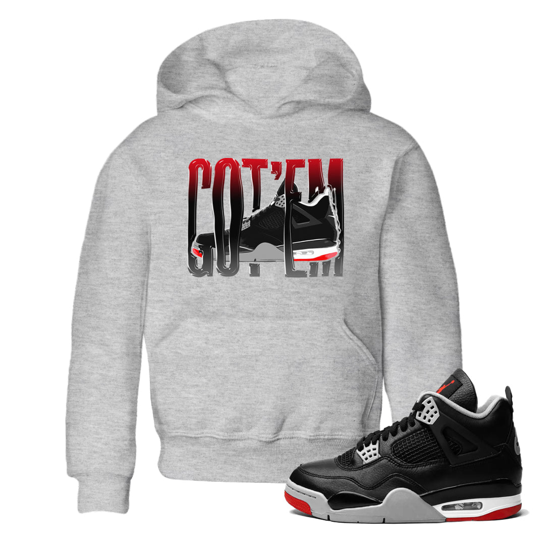 4s Bred Reimagined shirt to match jordans Wiggling Gotem sneaker tees Air Jordan 4 Bred Reimagined SNRT Sneaker Release Tees Baby Toddler Heather Grey 1 T-Shirt