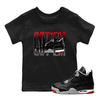 4s Bred Reimagined shirt to match jordans Wiggling Gotem sneaker tees Air Jordan 4 Bred Reimagined SNRT Sneaker Release Tees Baby Toddler Black 1 T-Shirt