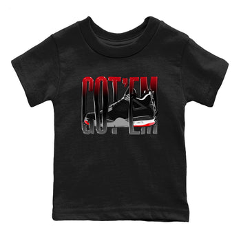 4s Bred Reimagined shirt to match jordans Wiggling Gotem sneaker tees Air Jordan 4 Bred Reimagined SNRT Sneaker Release Tees Baby Toddler Black 2 T-Shirt