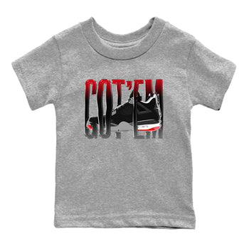 4s Bred Reimagined shirt to match jordans Wiggling Gotem sneaker tees Air Jordan 4 Bred Reimagined SNRT Sneaker Release Tees Baby Toddler Heather Grey 2 T-Shirt