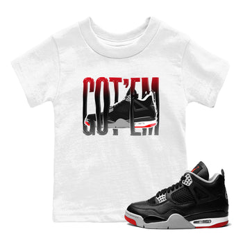 4s Bred Reimagined shirt to match jordans Wiggling Gotem sneaker tees Air Jordan 4 Bred Reimagined SNRT Sneaker Release Tees Baby Toddler White 1 T-Shirt