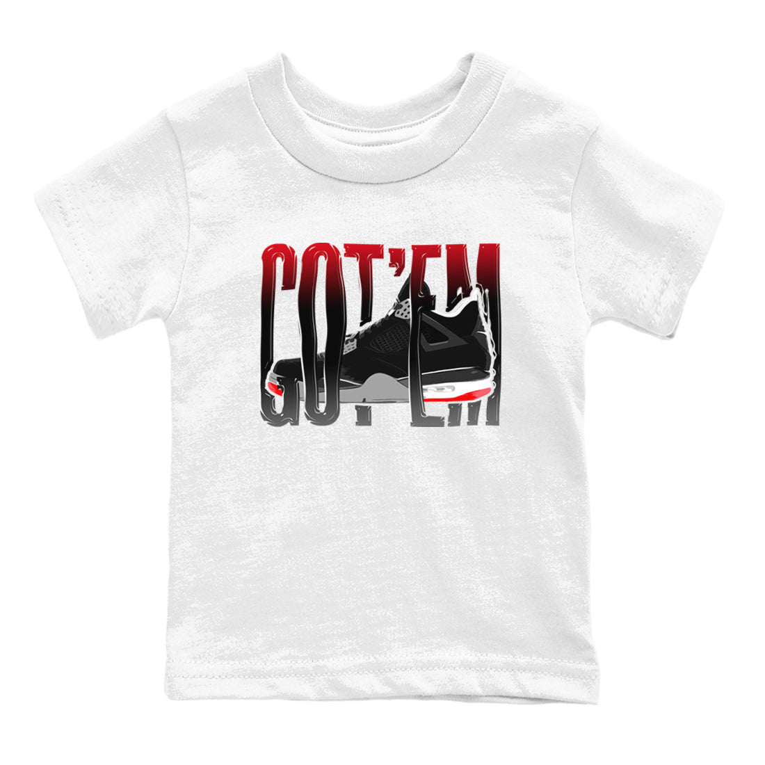 4s Bred Reimagined shirt to match jordans Wiggling Gotem sneaker tees Air Jordan 4 Bred Reimagined SNRT Sneaker Release Tees Baby Toddler White 2 T-Shirt