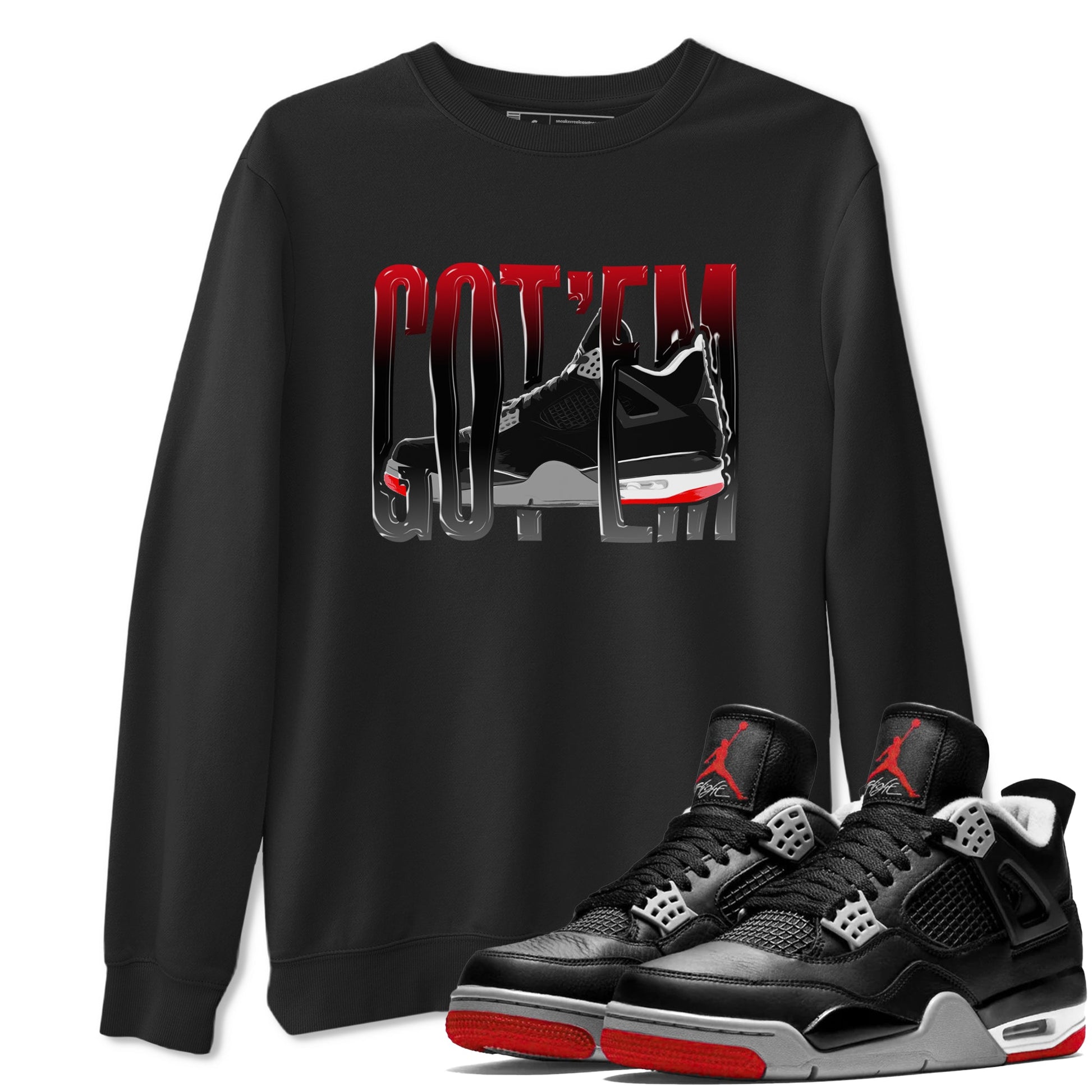 4s Bred Reimagined shirt to match jordans Wiggling Gotem sneaker tees Air Jordan 4 Bred Reimagined SNRT Sneaker Release Tees Unisex Black 1 T-Shirt