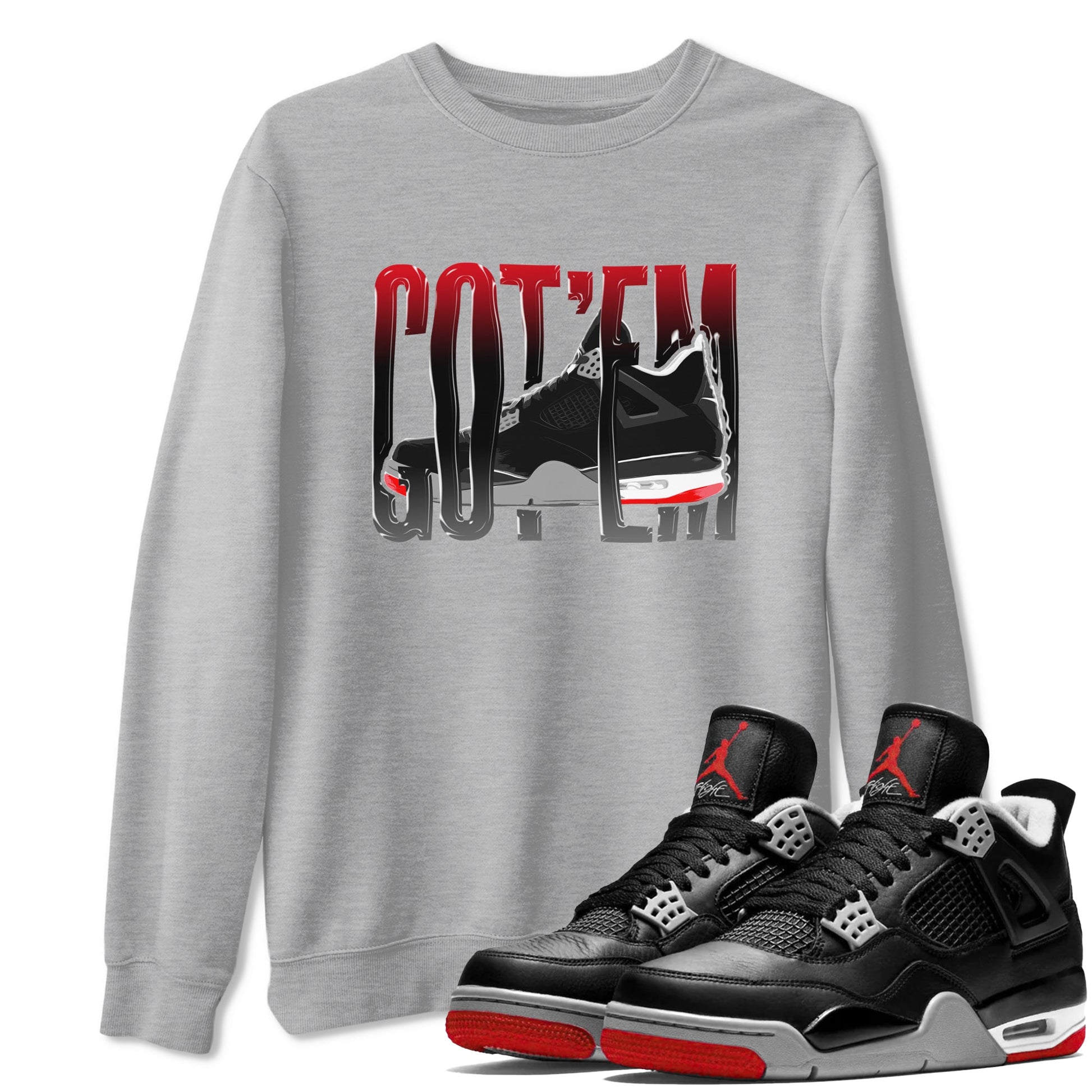 4s Bred Reimagined shirt to match jordans Wiggling Gotem sneaker tees Air Jordan 4 Bred Reimagined SNRT Sneaker Release Tees Unisex Heather Grey 1 T-Shirt