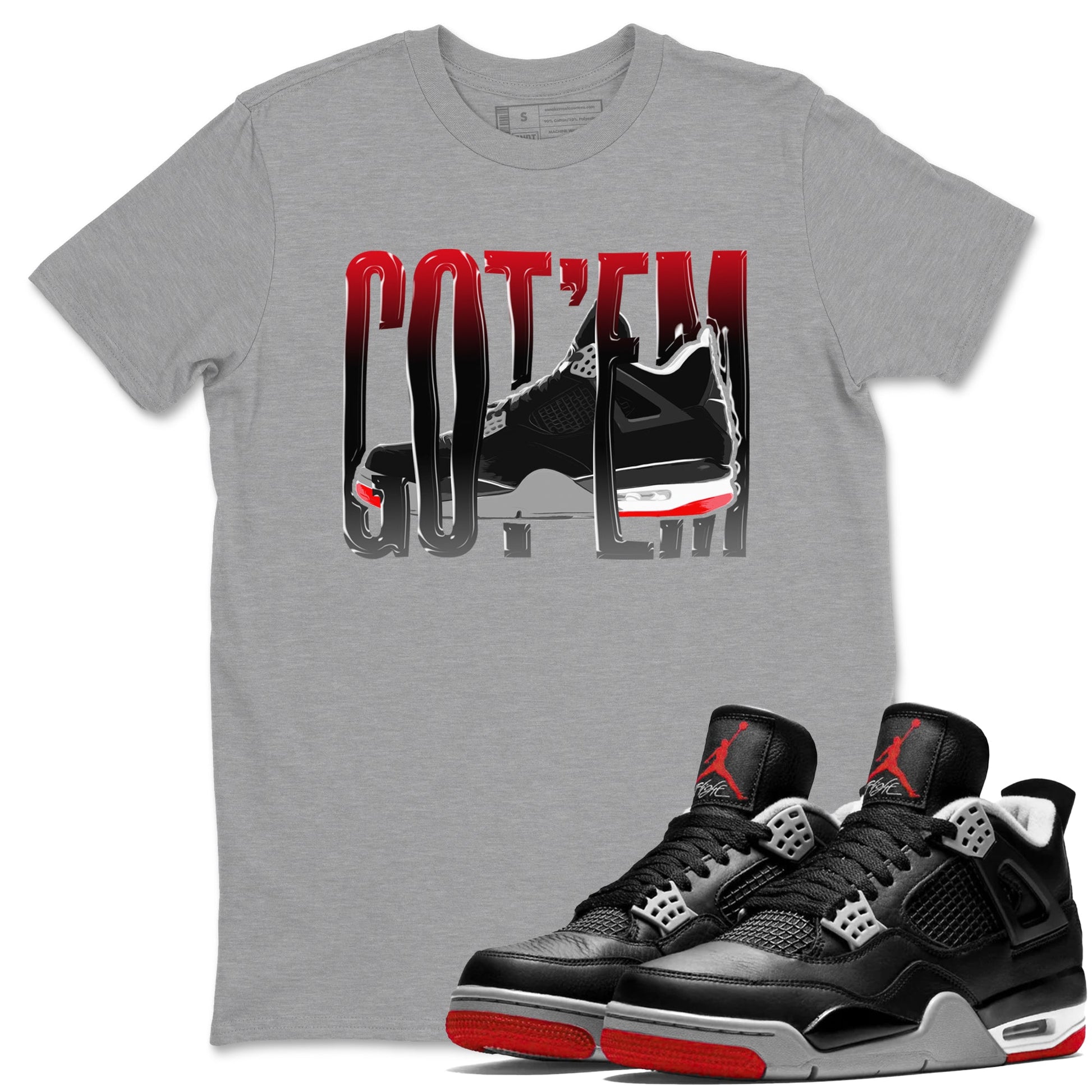 4s Bred Reimagined shirt to match jordans Wiggling Gotem sneaker tees Air Jordan 4 Bred Reimagined SNRT Sneaker Release Tees Unisex Heather Grey 1 T-Shirt