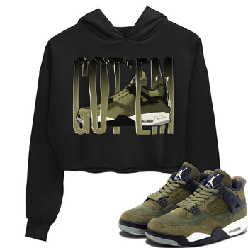 Air Jordan 4 Medium Olive shirt to match jordans Wiggling Gotem sneaker tees AJ4Medium Olive SNRT Sneaker Release Tees Black 1 Crop T-Shirt