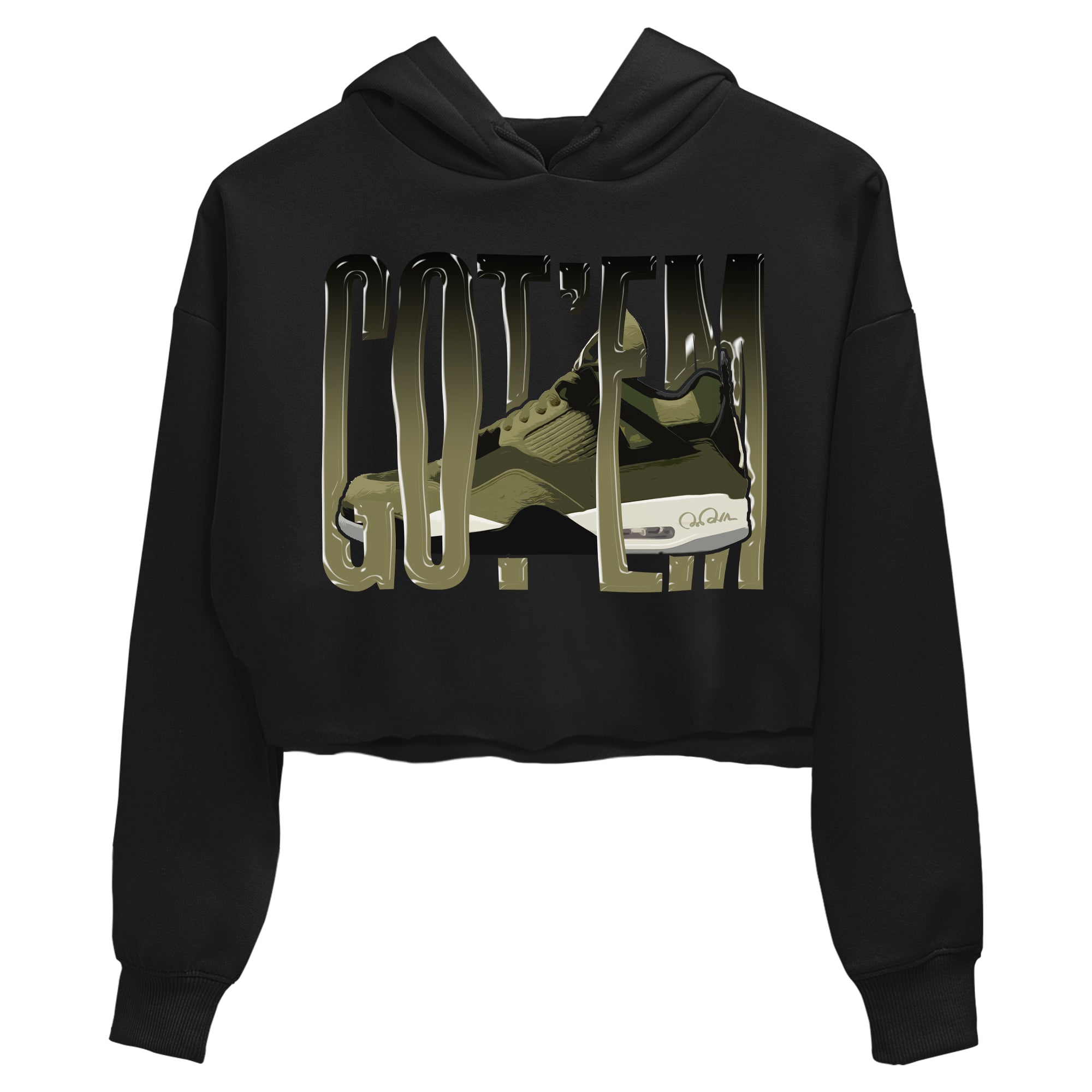 Air Jordan 4 Medium Olive shirt to match jordans Wiggling Gotem sneaker tees AJ4Medium Olive SNRT Sneaker Release Tees Black 2 Crop T-Shirt