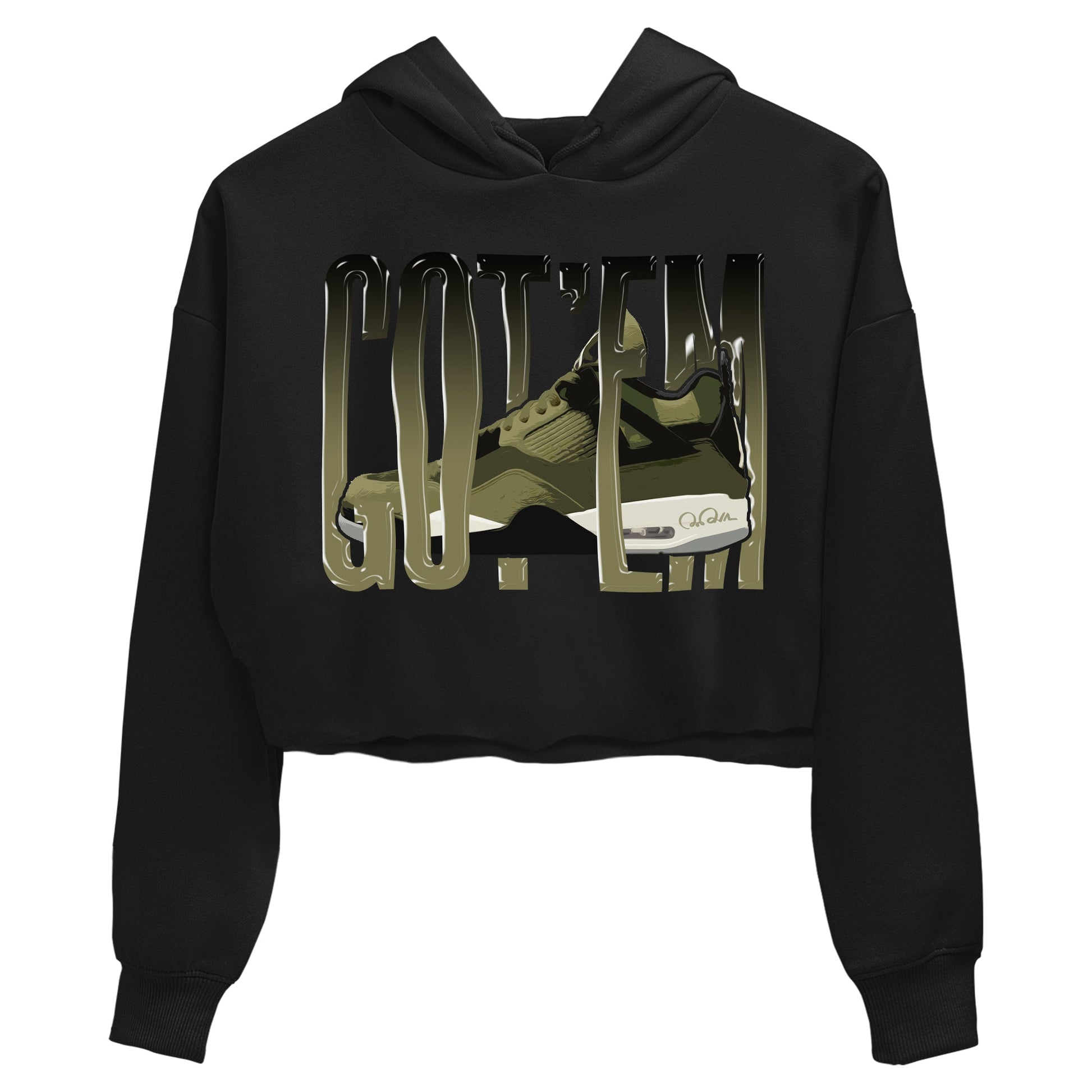 Air Jordan 4 Medium Olive shirt to match jordans Wiggling Gotem sneaker tees AJ4Medium Olive SNRT Sneaker Release Tees Black 2 Crop T-Shirt