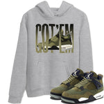 Air Jordan 4 Medium Olive shirt to match jordans Wiggling Gotem sneaker tees AJ4Medium Olive SNRT Sneaker Release Tees Unisex Heather Grey 1 T-Shirt