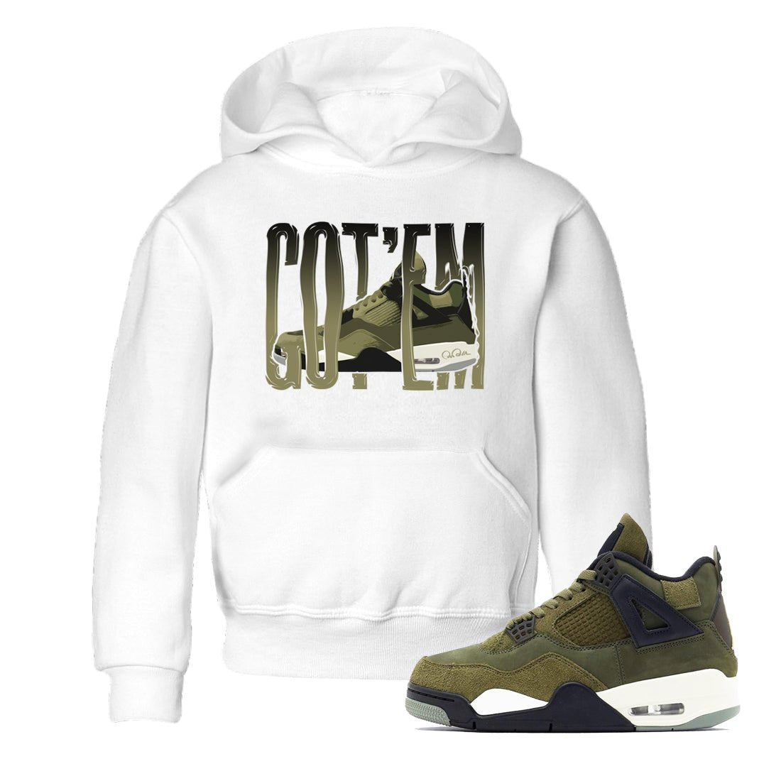 Air Jordan 4 Medium Olive shirt to match jordans Wiggling Gotem sneaker tees AJ4Medium Olive SNRT Sneaker Release Tees Baby Toddler White 1 T-Shirt