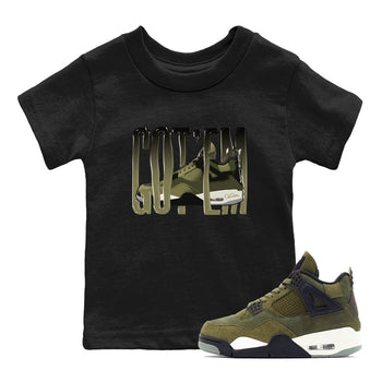 Air Jordan 4 Medium Olive shirt to match jordans Wiggling Gotem sneaker tees AJ4Medium Olive SNRT Sneaker Release Tees Baby Toddler Black 1 T-Shirt