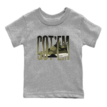 Air Jordan 4 Medium Olive shirt to match jordans Wiggling Gotem sneaker tees AJ4Medium Olive SNRT Sneaker Release Tees Baby Toddler Heather Grey 2 T-Shirt