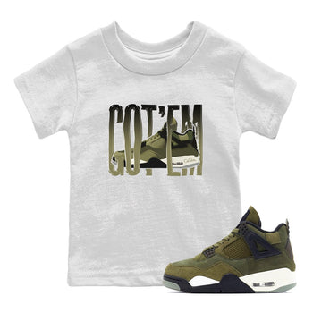 Air Jordan 4 Medium Olive shirt to match jordans Wiggling Gotem sneaker tees AJ4Medium Olive SNRT Sneaker Release Tees Baby Toddler White 1 T-Shirt