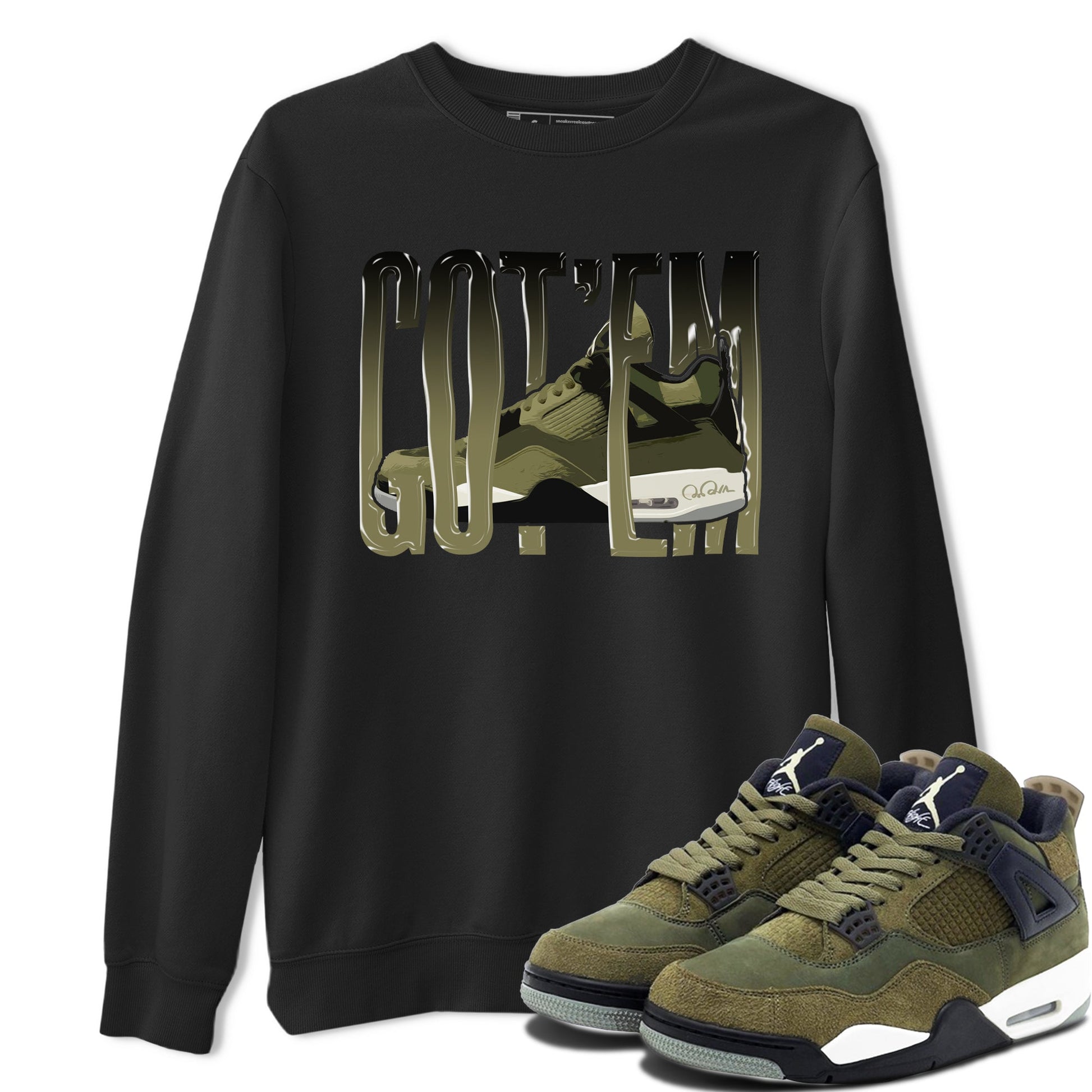 Air Jordan 4 Medium Olive shirt to match jordans Wiggling Gotem sneaker tees AJ4Medium Olive SNRT Sneaker Release Tees Unisex Black 1 T-Shirt