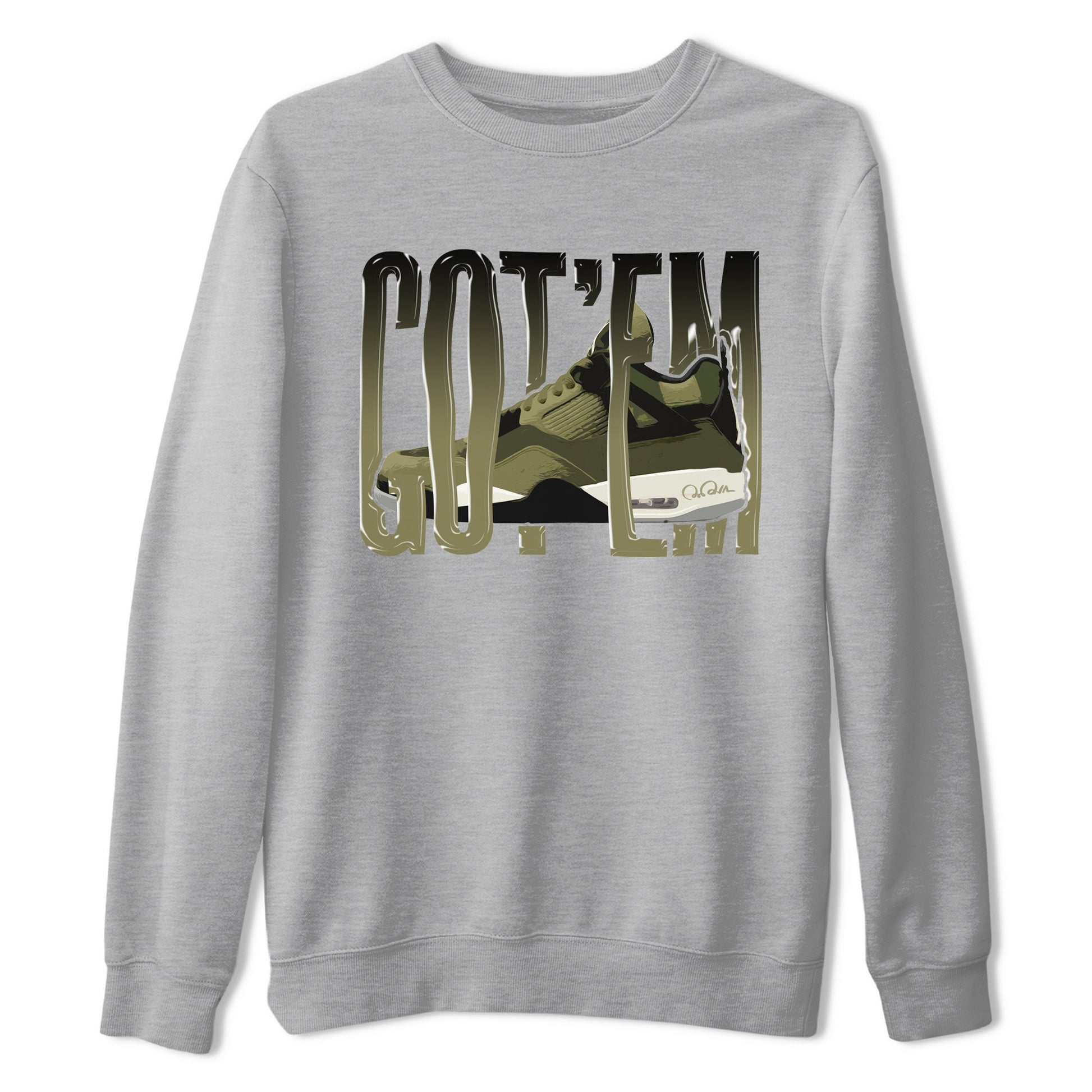 Air Jordan 4 Medium Olive shirt to match jordans Wiggling Gotem sneaker tees AJ4Medium Olive SNRT Sneaker Release Tees Unisex Heather Grey 2 T-Shirt