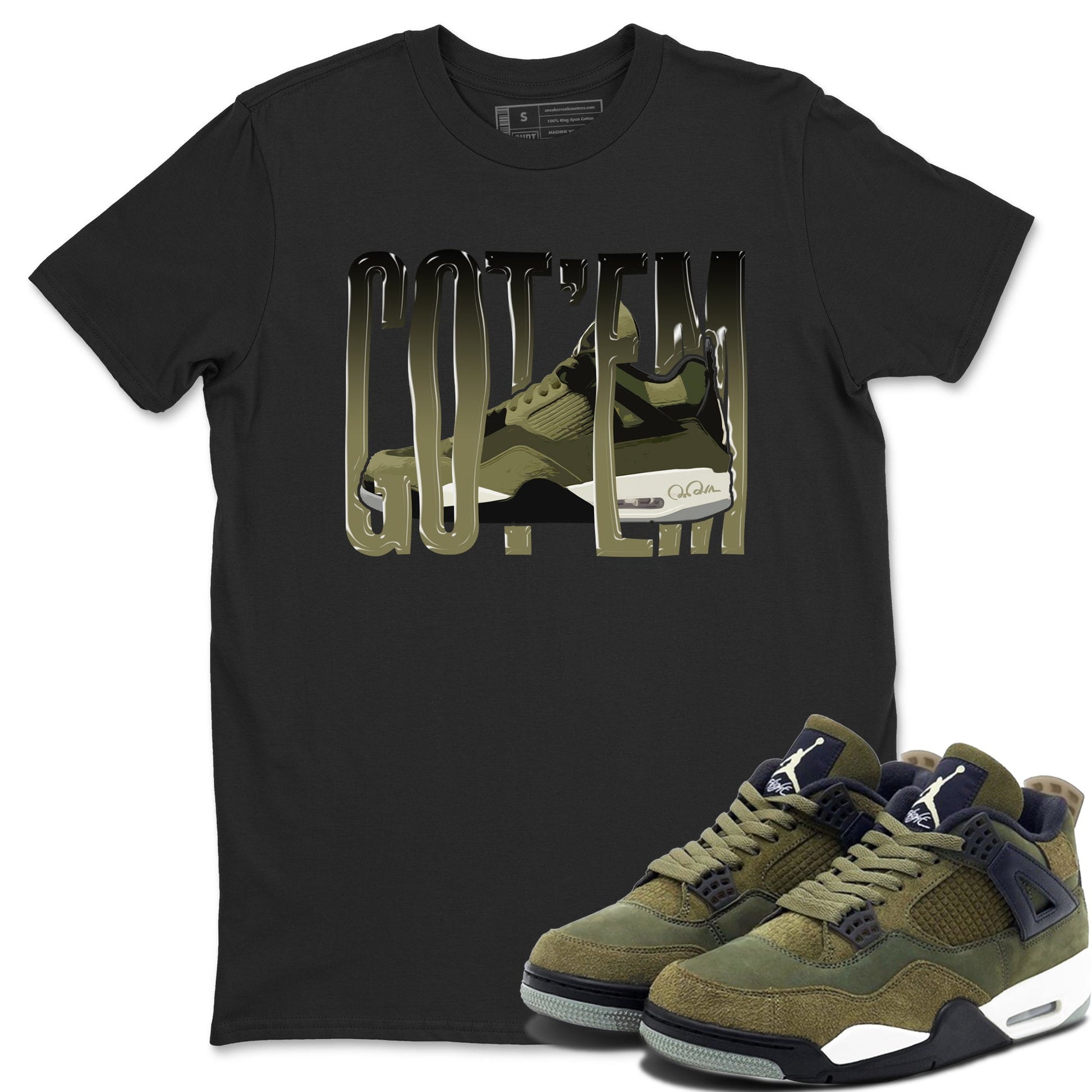 Air Jordan 4 Medium Olive shirt to match jordans Wiggling Gotem sneaker tees AJ4Medium Olive SNRT Sneaker Release Tees Unisex Black 1 T-Shirt