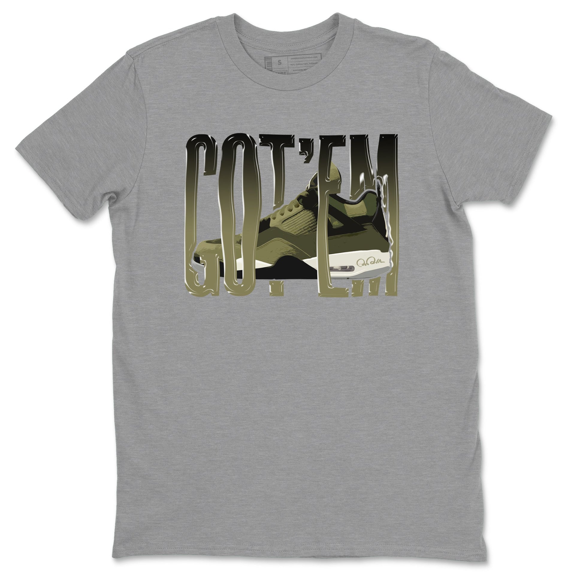 Air Jordan 4 Medium Olive shirt to match jordans Wiggling Gotem sneaker tees AJ4Medium Olive SNRT Sneaker Release Tees Unisex Heather Grey 2 T-Shirt