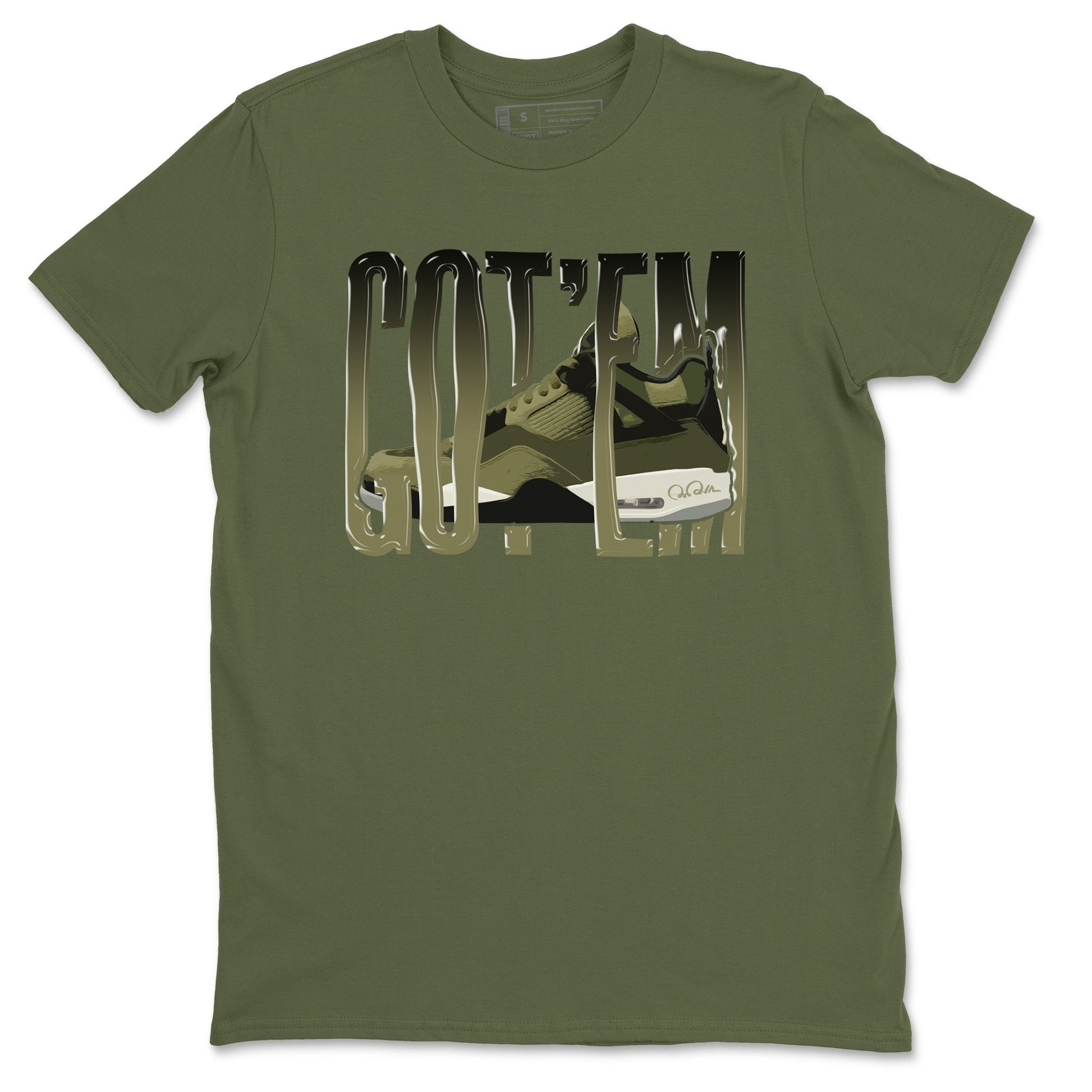 Air Jordan 4 Medium Olive shirt to match jordans Wiggling Gotem sneaker tees AJ4Medium Olive SNRT Sneaker Release Tees Unisex Military Green 2 T-Shirt