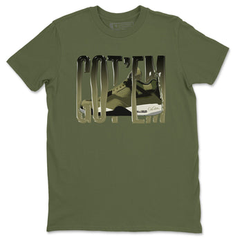 Air Jordan 4 Medium Olive shirt to match jordans Wiggling Gotem sneaker tees AJ4Medium Olive SNRT Sneaker Release Tees Unisex Military Green 2 T-Shirt