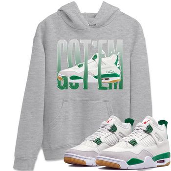 Jordan 4 Pine Green SB Sneaker Match Tees Wiggling Gotem Sneaker Tees AJ4 Pine Green SB Sneaker Tees Sneaker Release Shirts Unisex Shirts Heather Grey 1