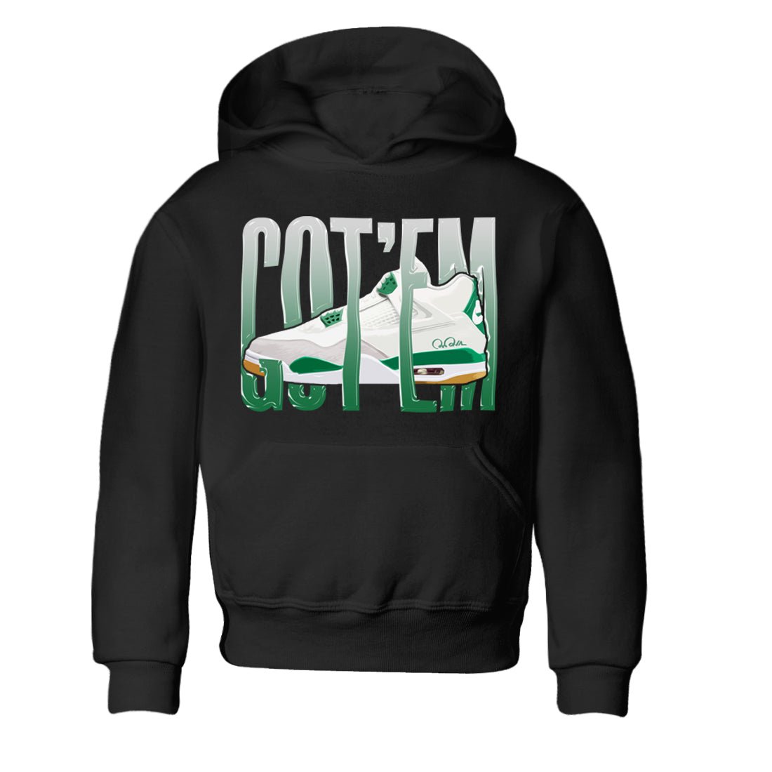 Air Jordan 4 Pine Green Sneaker Match Tees Wiggling Gotem Sneaker Tees AJ4 Pine Green Sneaker Release Tees Kids Shirts Black 2