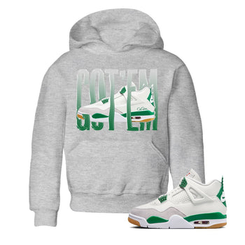 Jordan 4 Pine Green SB Sneaker Match Tees Wiggling Gotem Sneaker Tees AJ4 Pine Green SB Sneaker Tees Sneaker Release Shirts Kids Shirts Heather Grey 1