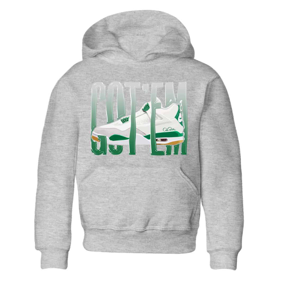 Jordan 4 Pine Green SB Sneaker Match Tees Wiggling Gotem Sneaker Tees AJ4 Pine Green SB Sneaker Tees Sneaker Release Shirts Kids Shirts Heather Grey 2