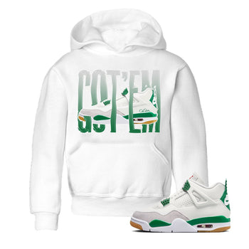 Jordan 4 Pine Green SB Sneaker Match Tees Wiggling Gotem Sneaker Tees AJ4 Pine Green SB Sneaker Tees Sneaker Release Shirts Kids Shirts White 1