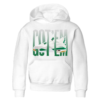 Air Jordan 4 Pine Green Sneaker Match Tees Wiggling Gotem Sneaker Tees AJ4 Pine Green Sneaker Release Tees Kids Shirts White 2
