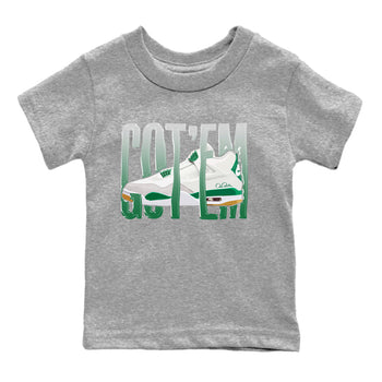 Jordan 4 Pine Green SB Sneaker Match Tees Wiggling Gotem Sneaker Tees AJ4 Pine Green SB Sneaker Tees Sneaker Release Shirts Kids Shirts Heather Grey 2