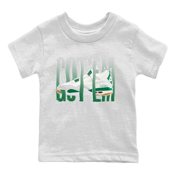 Jordan 4 Pine Green SB Sneaker Match Tees Wiggling Gotem Sneaker Tees AJ4 Pine Green SB Sneaker Tees Sneaker Release Shirts Kids Shirts White 2