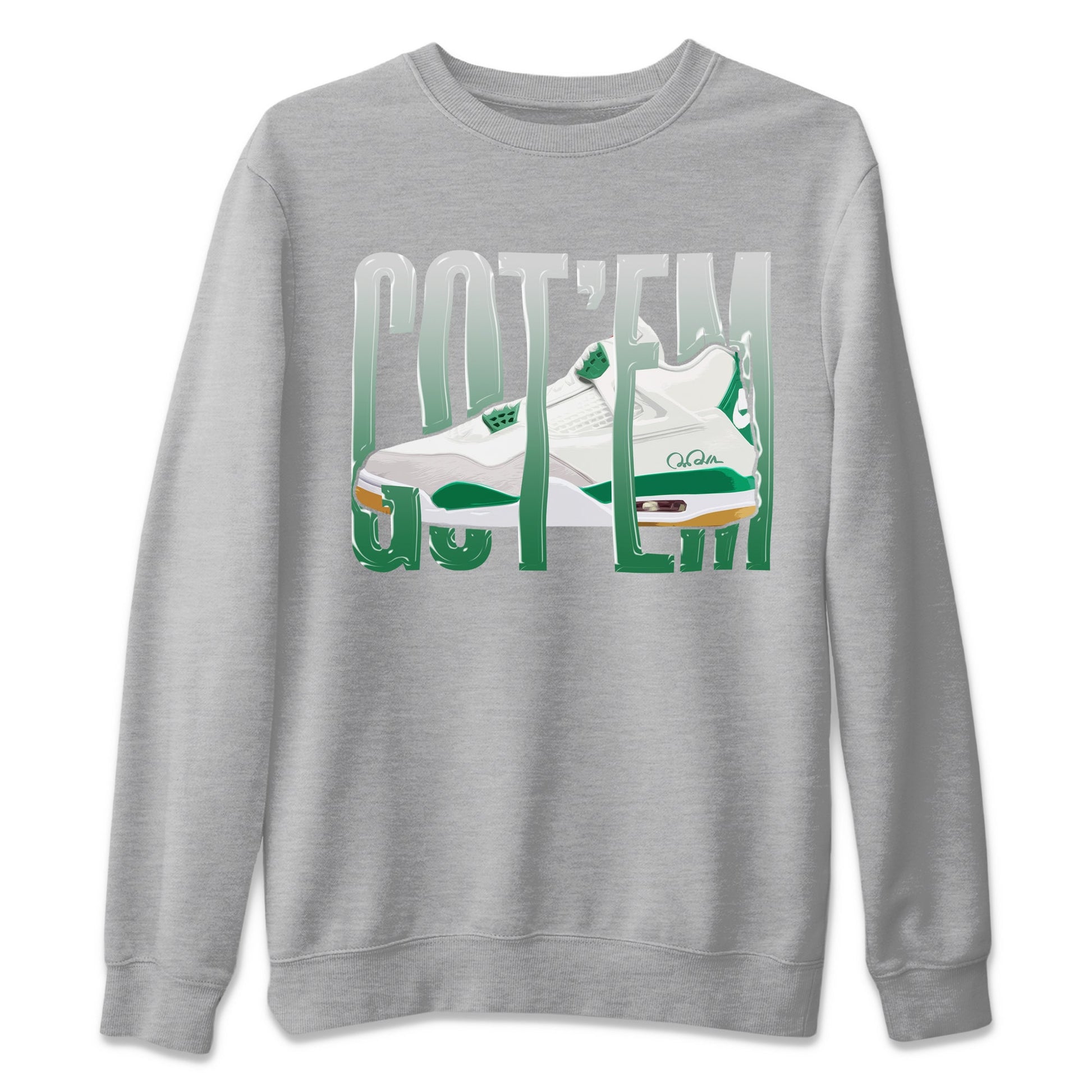 Jordan 4 Pine Green SB Sneaker Match Tees Wiggling Gotem Sneaker Tees AJ4 Pine Green SB Sneaker Tees Sneaker Release Shirts Unisex Shirts Heather Grey 2