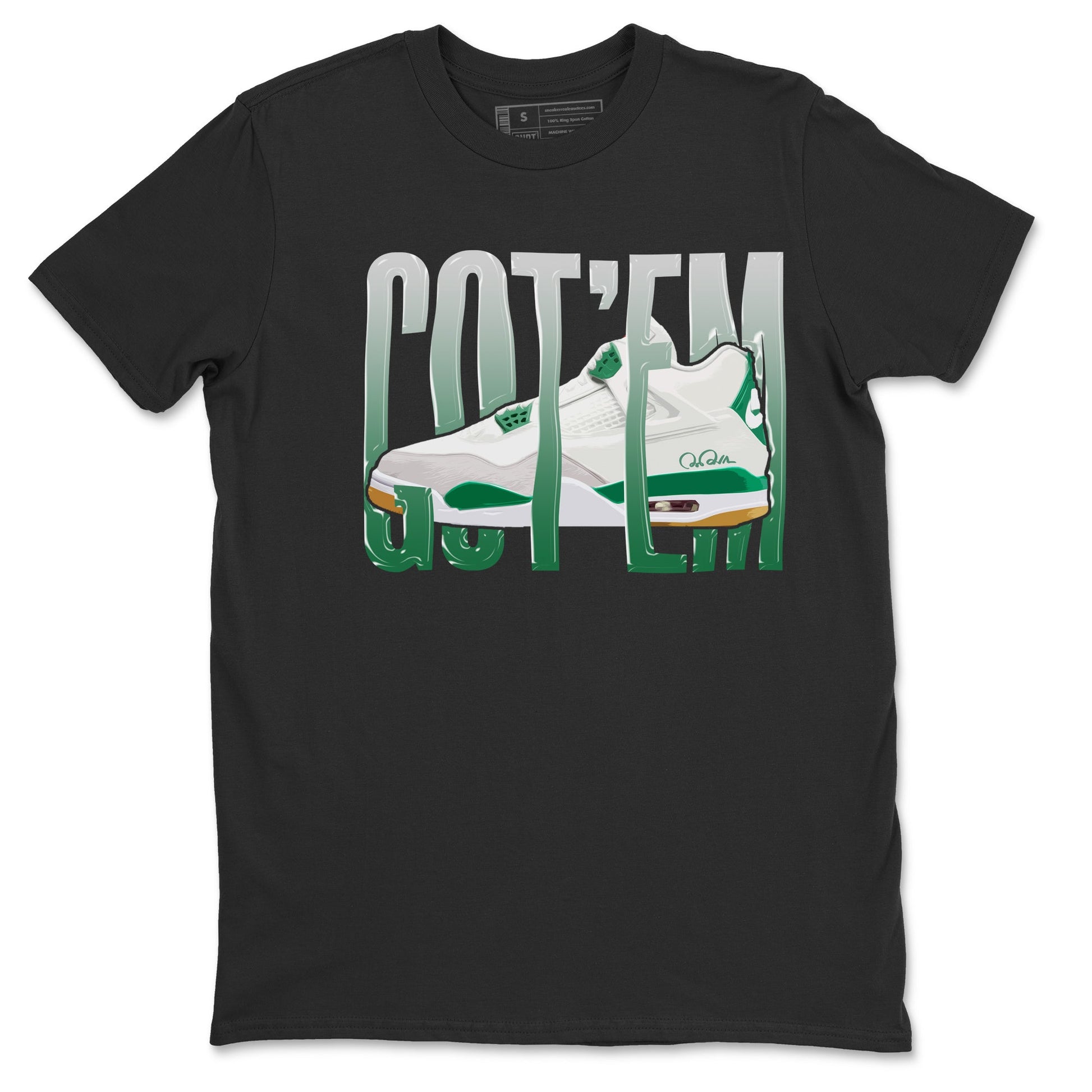 Air Jordan 4 Pine Green Sneaker Match Tees Wiggling Gotem Sneaker Tees AJ4 Pine Green Sneaker Release Tees Unisex Shirts Black 2