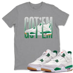 Air Jordan 4 Pine Green Wiggling Gotem Crew Neck Sneaker Tees AJ4 Pine Green Sneaker T-Shirts Size Chart