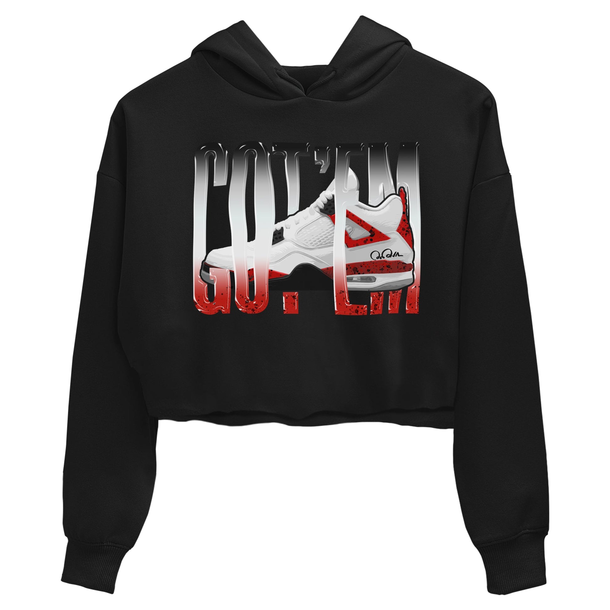 Air Jordan 4 Red Cement Sneaker Match Tees Wiggling Gotem Sneaker Tees AJ4 Retro OG Red Cement Sneaker Release Tees Women's Shirts Black 2