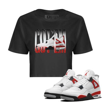 Air Jordan 4 Red Cement Sneaker Match Tees Wiggling Gotem Sneaker Tees AJ4 Retro OG Red Cement Sneaker Release Tees Women's Shirts Black 1