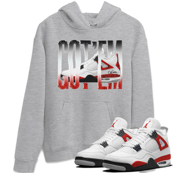 Air Jordan 4 Red Cement Sneaker Match Tees Wiggling Gotem Sneaker Tees AJ4 Retro OG Red Cement Sneaker Release Tees Unisex Shirts Heather Grey 1
